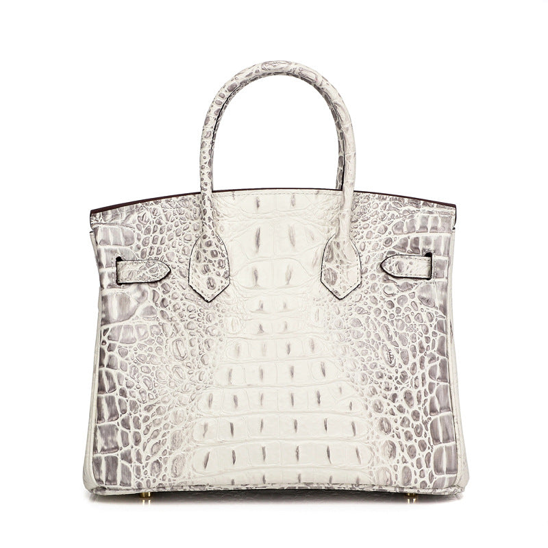 Haden Small Croc Leather Handbag - Silver Hardware 22cm