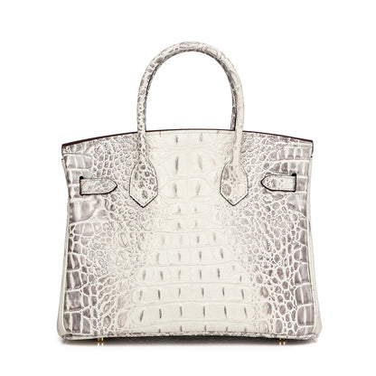 Haden Small Croc Leather Handbag - Silver Hardware 22cm