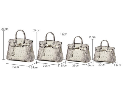Haden Dual Tone Croc Embossed Leather Handbag - Gold 30 cm & 35 cm