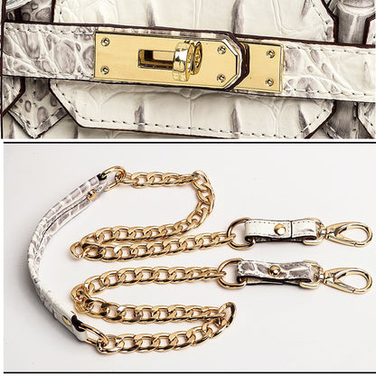 Haden Dual Tone Croc Embossed Leather Handbag - Gold 30 cm & 35 cm
