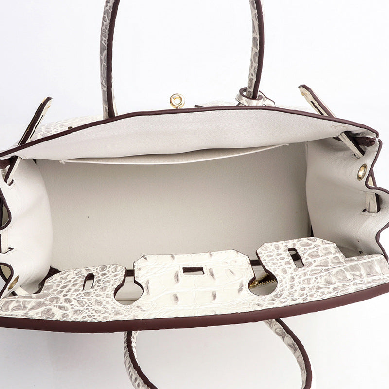 Haden Dual Tone Croc Embossed Leather Handbag - Gold 30 cm & 35 cm