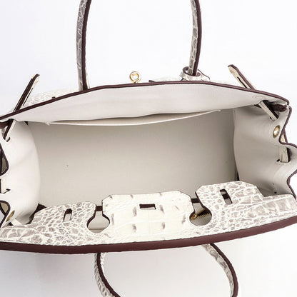 Haden Dual Tone Croc Embossed Leather Handbag - Gold 30 cm & 35 cm