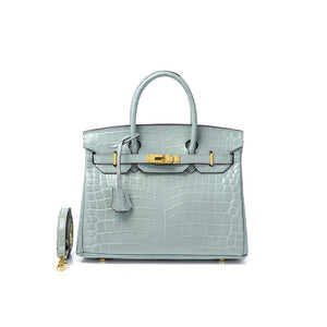 Haden Crocodile Embossed Leather Handbag - Gold 25 cm