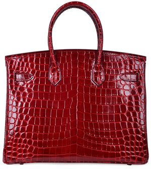 Haden Crocodile Embossed Leather Handbag - Gold 30 cm