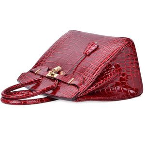 Haden Crocodile Embossed Leather Handbag - Gold 35 cm