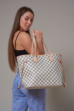 Crissy Checkered Totes with Wristlet Pochette