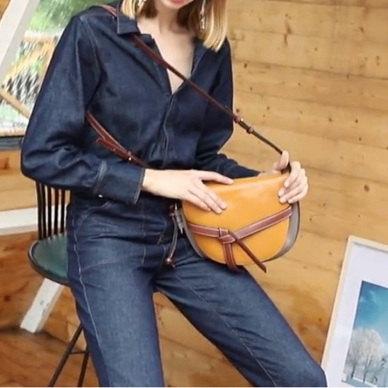 Nicole Half Moon Leather Saddle Bag
