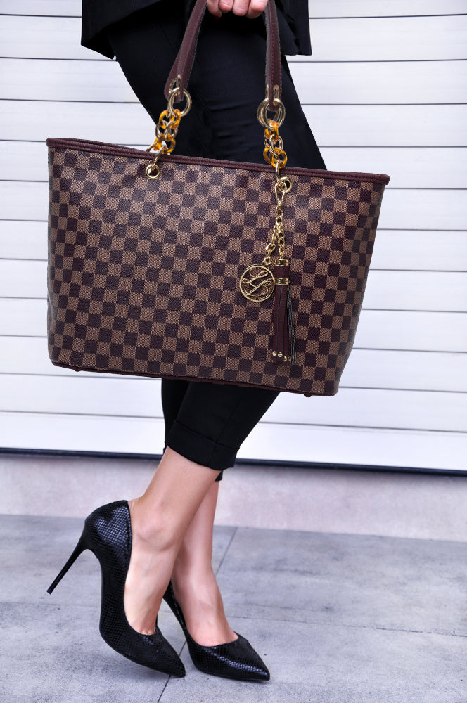 Lola Benson Starr Signature Logo / Damier Monogram Tote Bag